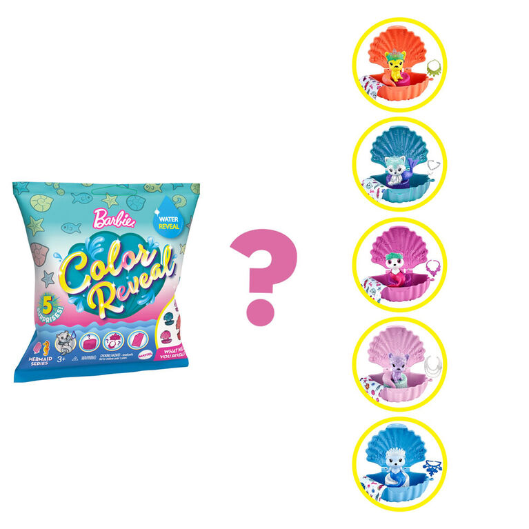 barbie color reveal pet set in shell shaped case with 5 surprises styles may vary toys r us canada