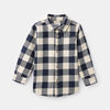 long sleeve plaid button up, size 2-3y - Blue