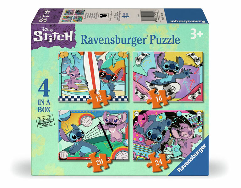Children's Puzzle Disney Stitch - 12 + 16 + 20 + 24 Pieces Puzzle