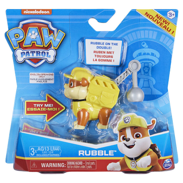 PAW Patrol, Action Pack Rubble Collectible Figure with Sounds and Phrases