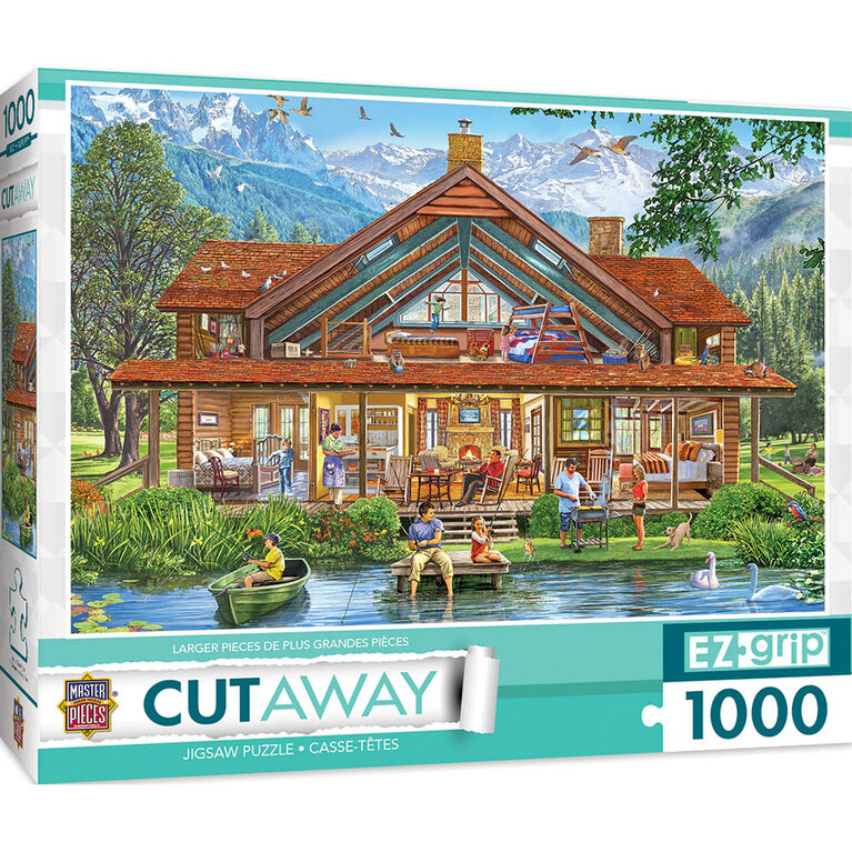 1000PC EZgrip Cut-Away "Camping Lodge" Large 1000 Piece Jigsaw Puzzle