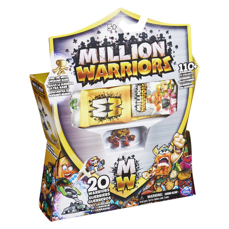 Million Warriors, 20-Pack Collectible Figures, 1 Launcher, Collector's Poster, Guaranteed 1 Rare Warrior in Every Pack (Styles May Vary)