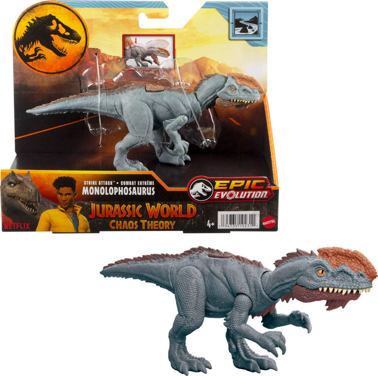 Jurassic World Strike Attack Monolophosaurus Dinosaur Action Figure Toy with Single Strike Action