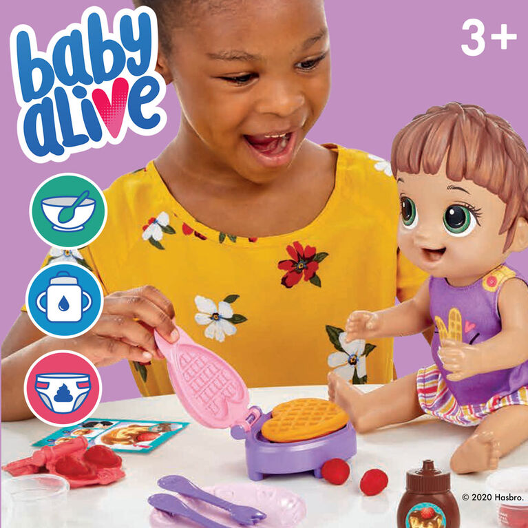 Baby Alive Breakfast Time Baby Doll with Waffle Maker, Accessories, Drinks, Wets, Eats