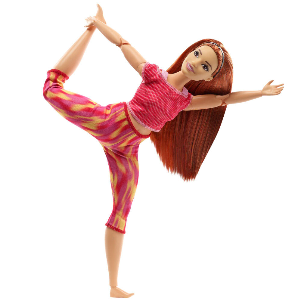 Barbie Made to Move Doll Curvy with 22 Flexible Joints Long Straight Red Hair Wearing Athleisure wear Toys R Us Canada
