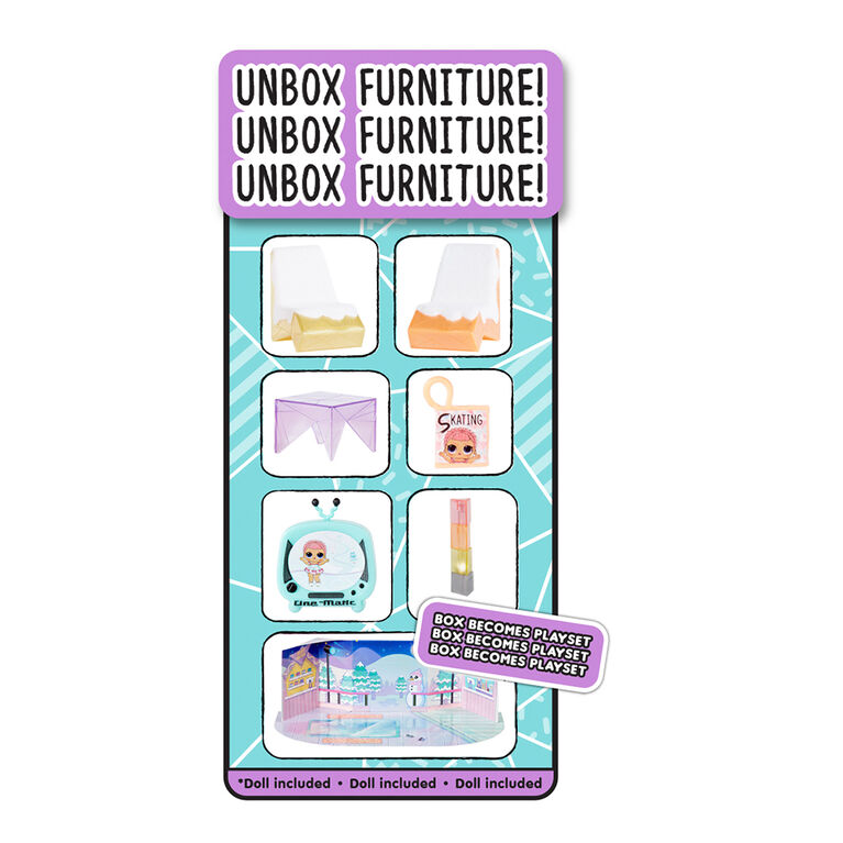 LOL Surprise Winter Chill Hangout Spaces Furniture Playset with Ice Sk8er Doll