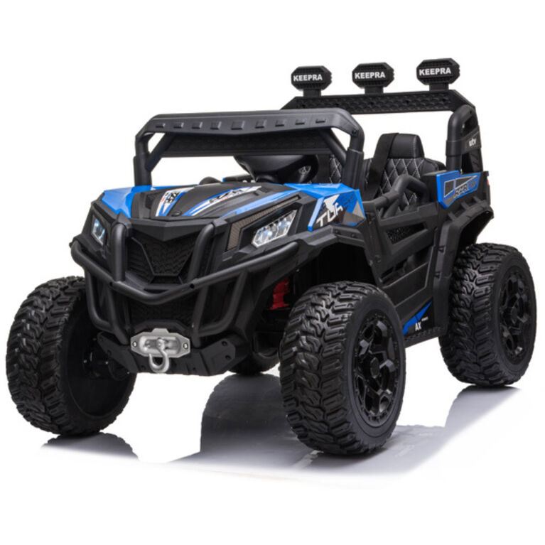 KidsVip 12V Kids and Toddlers Junior Sport Utility Ride On Buggy/UTV w/Remote Control - Blue - English Edition