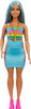 Barbie Fashionistas Doll #218 with Blue Hair, Rainbow Top & Teal Skirt, 65th Anniversary