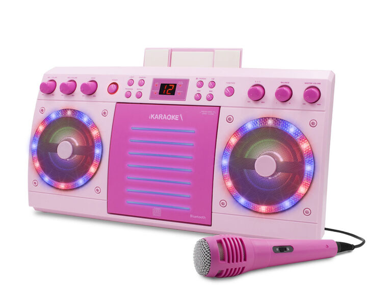 iKARAOKE Bluetooth CD+G Karaoke System, Pink