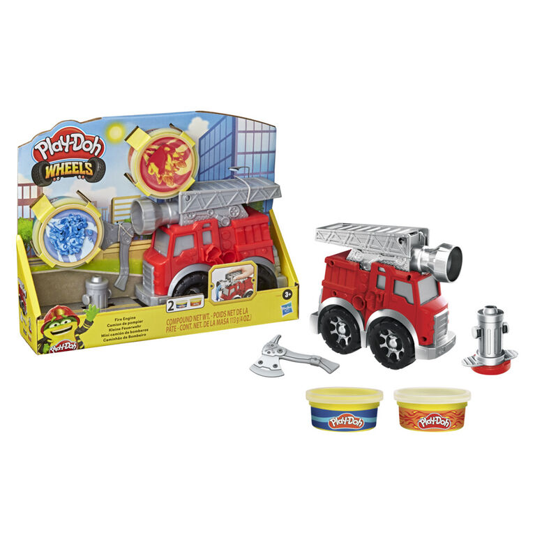 Play-Doh Wheels, Camion de pompier avec 2 pots de pâte à modeler atoxique