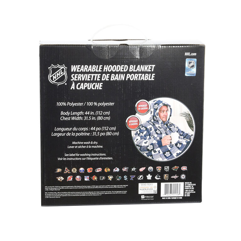 NHL Toronto Maple Leafs Oversized Wearable Sherpa Hooded Blanket, One Size Fits Most