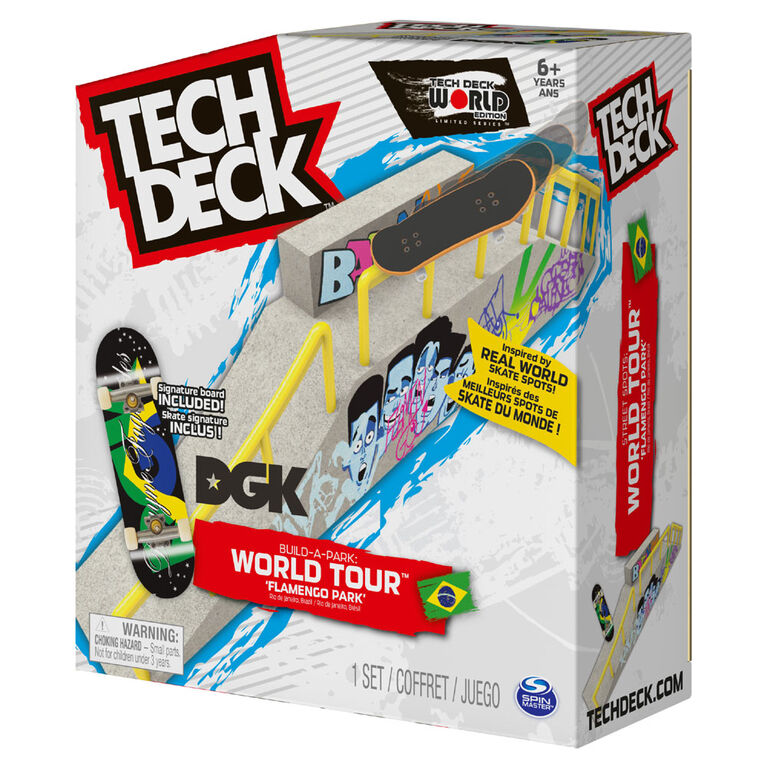 Tech Deck, Build-A-Park World Tour, Flamengo Park (Brazil), Ramp Set with Signature Fingerboard - English Edition