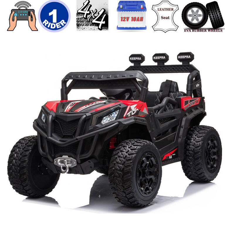 KidsVip 12V Enfants et Tout-Petits Junior Sport Utility UTV Voiture Eléctrique avec Commande à Distance - Rouge - Édition anglaise