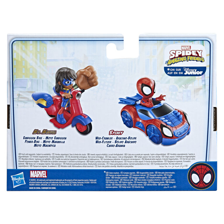 Marvel Spidey and His Amazing Friends Ms. Marvel Action Figure and Embiggen Bike Vehicle