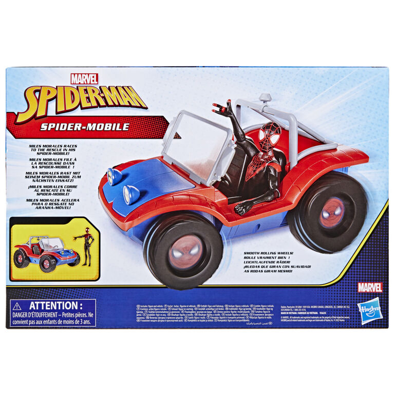 Marvel Spider-Man, Spider-Mobile, véhicule avec figurine Miles Morales à  l'échelle de 15 cm, jouets Marvel pour enfants