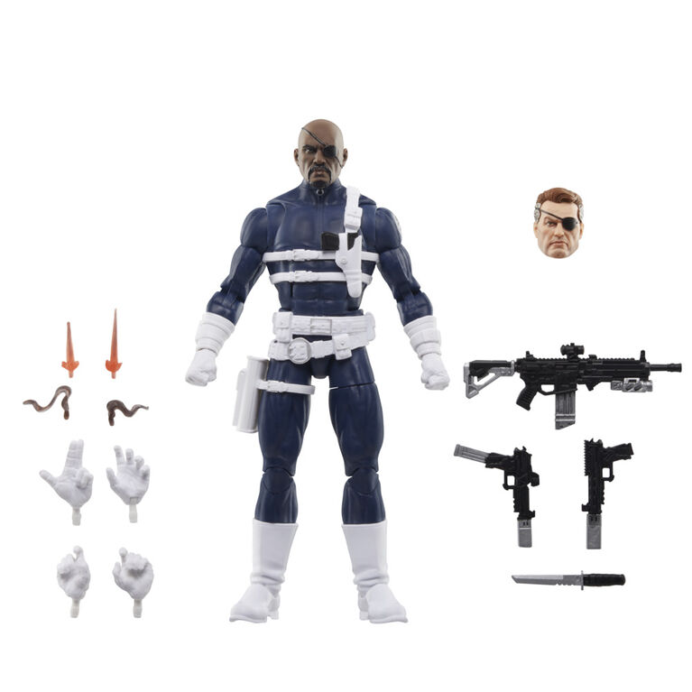 Marvel Legends Series S.H.I.E.L.D. Nick Fury Jr., Sharon Carter, and Dum Dum Dugan Action Figures