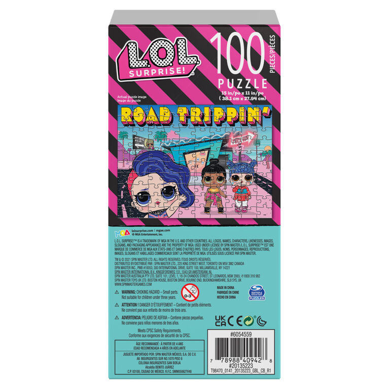 L.O.L. Surprise! 100-Piece Jigsaw Puzzle Fashionable Dolls Road Trippin' Colorful Artwork in Easy Storage Tower