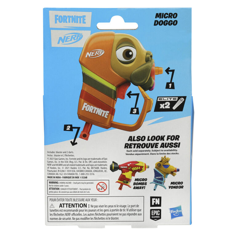 Nerf Fortnite Micro Doggo Mini Dart-Firing Blaster