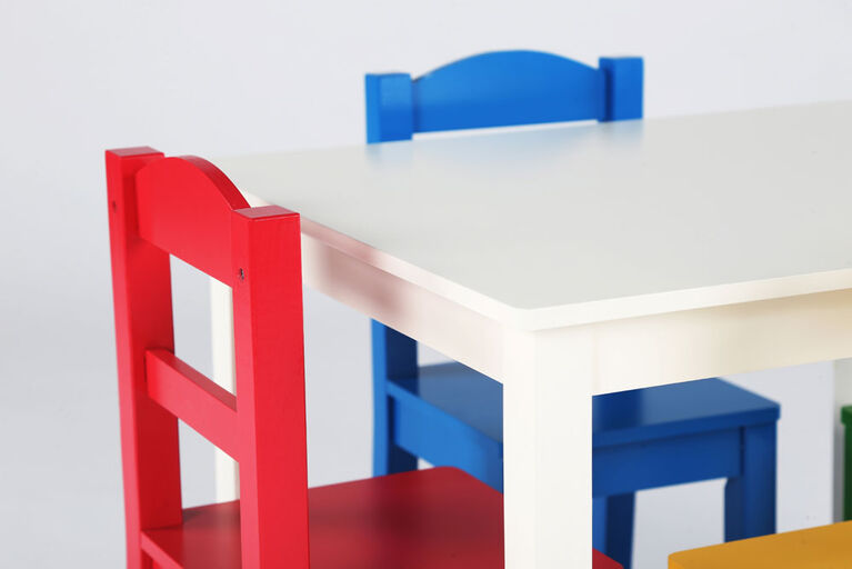 Kids Wood Table and 4 Chairs, Primary