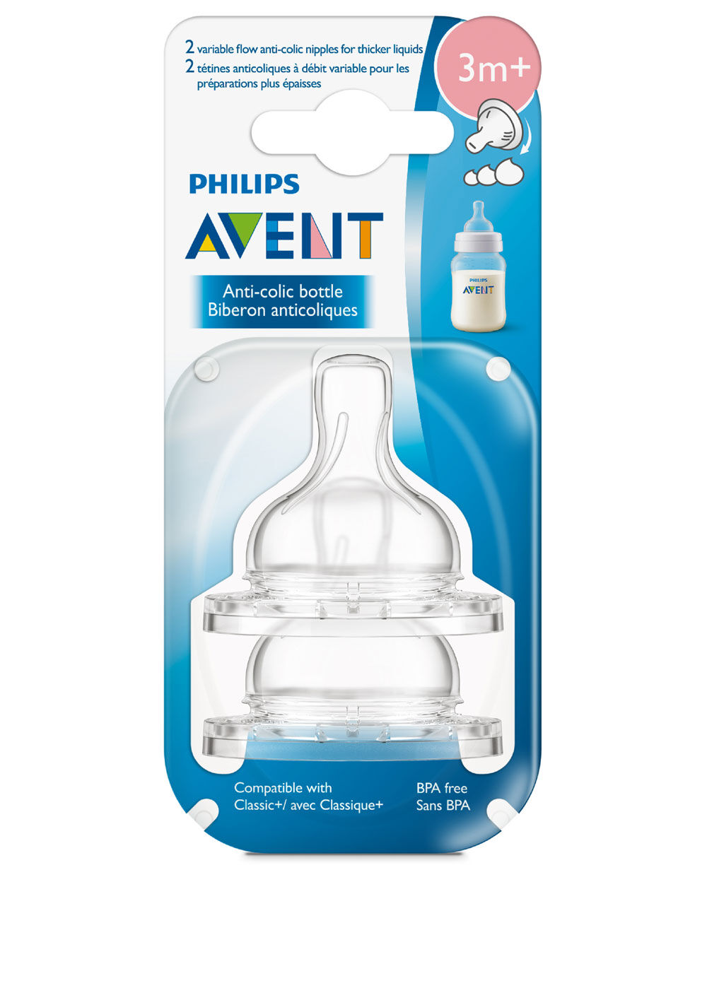 Philips Avent Anti-colic baby bottle, Variable Flow, 2-Pack