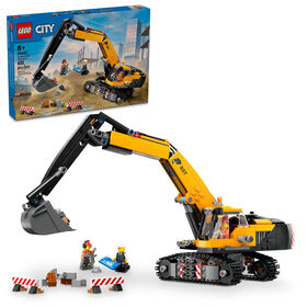 LEGO City Yellow Construction Excavator, Pretend Play Toy Digger, 60420