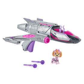 PAW Patrol: The Mighty Movie, Transforming Rescue Jet with Skye Mighty Pups Action Figure, Lights and Sounds