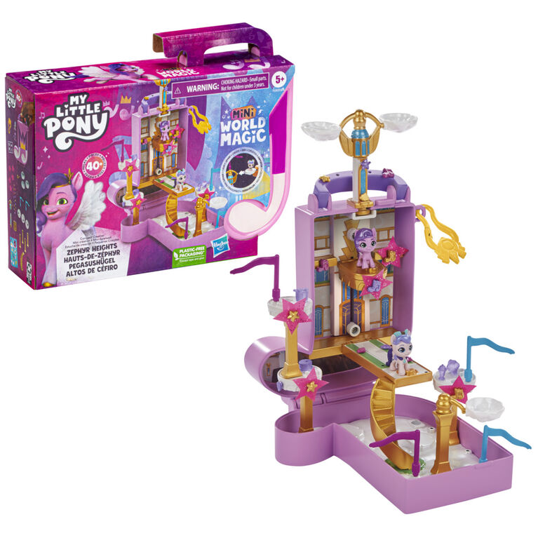 My Little Pony Mini World Magic Compact Creation Zephyr Heights Toy - Portable Playset with Princess Pipp Petals Pony