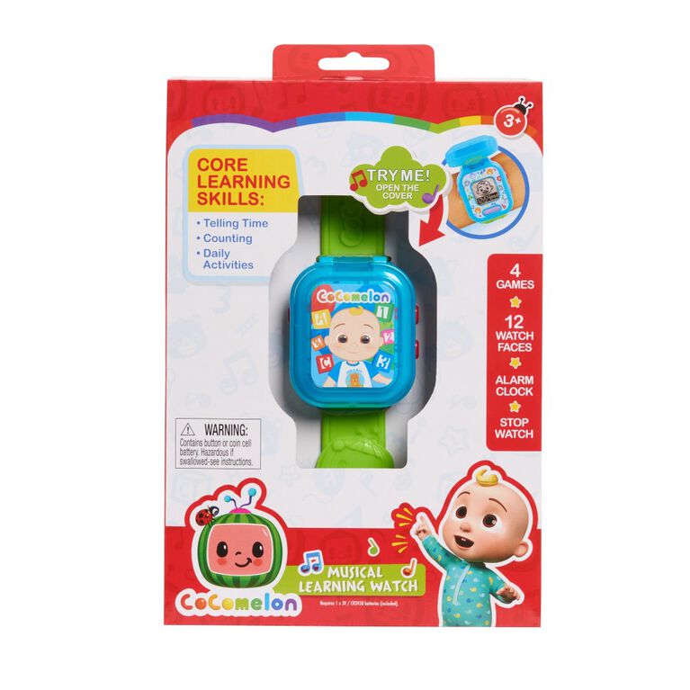 Montre Connectée de JJ d'Apprentissage CoComelon pour les Enfants avec 3 Jeux Educatifs, Alarme et Chronomètre