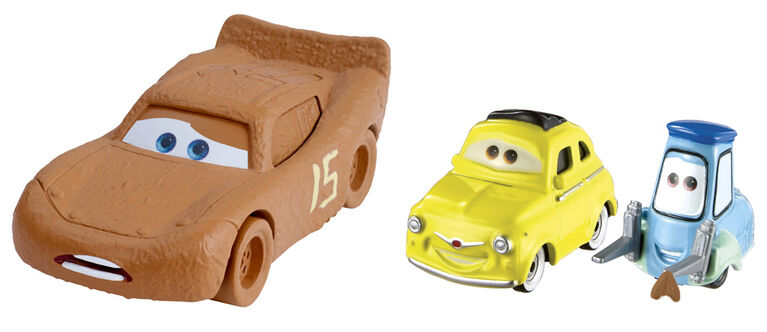 Disney/Pixar Cars 3 Lightning Mcqueen As Chester Whipplefilter, Luigi & Guido With Cloth Die-Cast Vehicle 2-Pack