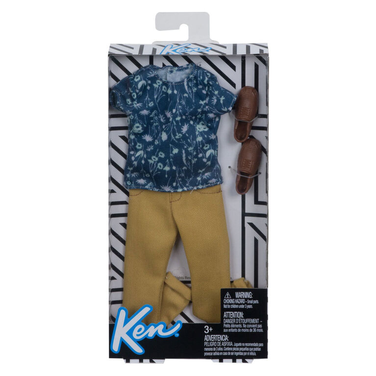 Barbie - Ken - Coffret Tenue - Chemise à imprimé bleue et pantalon havane