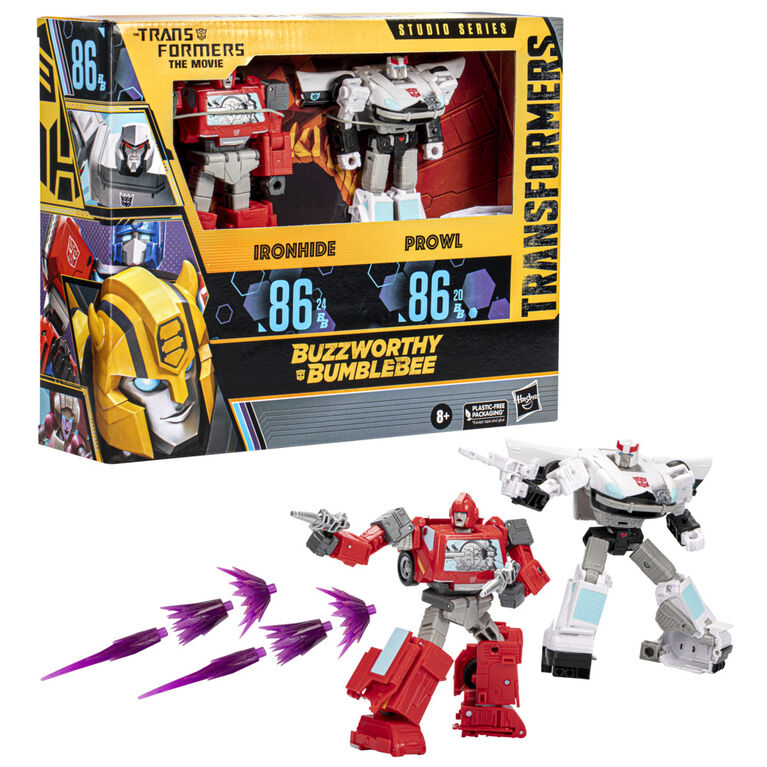 Transformers Studio Series Buzzworthy Bumblebee Voyager 86-24BB Ironhide and Deluxe 86-20BB Prowl Action Figures - R Exclusive