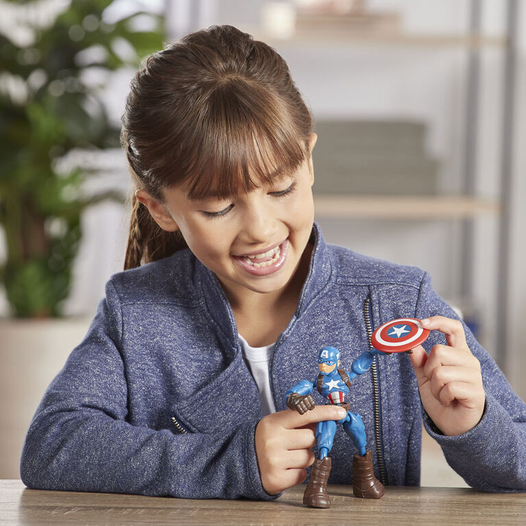 Marvel Avengers Bend And Flex Action Figure Toy, 6-Inch Flexible Captain America Figure, Includes Blast Accessory
