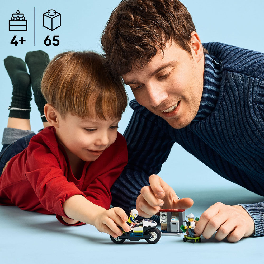 LEGO City Police Motorcycle Chase Building Toy for Kids, Ages 4+ - Learning & Pretend Play Set - 60455