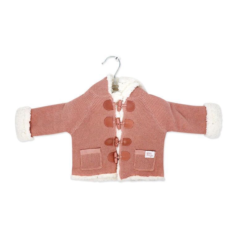 Rock a Bye Baby True Knit Cardigan With Sherpa Lining: Pink 3-6M