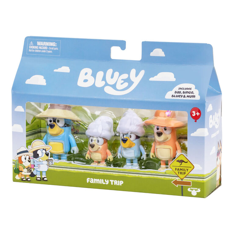 Bluey Holiday Figure 4-Pack Family Trip