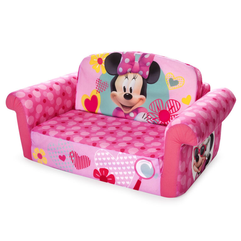 Marshmallow Furniture, Children's 2-in-1 Flip Open Foam Compressed Sofa, Minnie Mouse