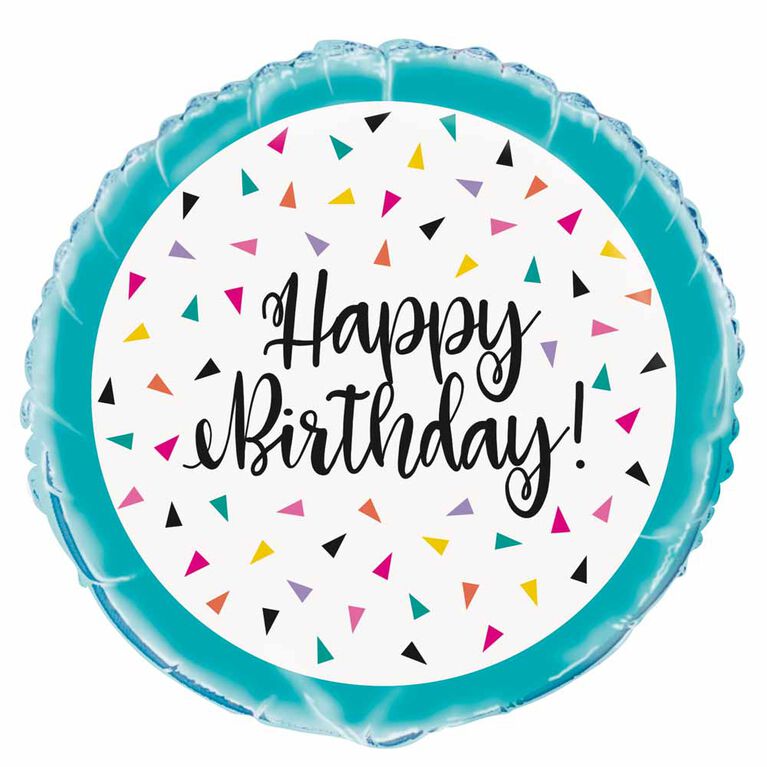 Triangle Confetti Bday Foil 18" - English Edition