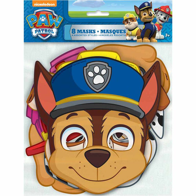 Paw Patrol Party Masks, 8 pieces