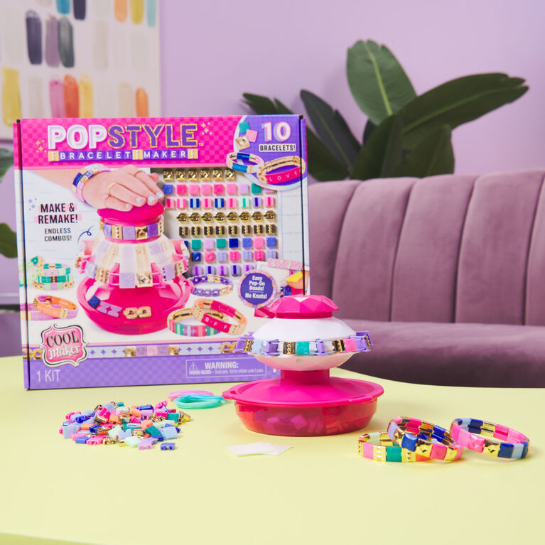 Cool Maker PopStyle Bracelet Maker, 170 superbes perles, 10 bracelets, rangement, coffret de fabrication de bracelets d'amitié, jouets d'art et de loisirs créatifs