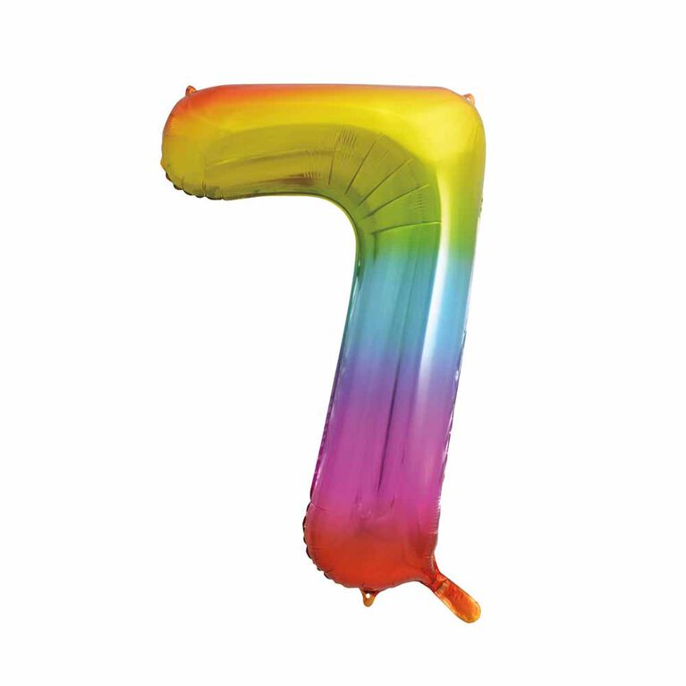 Rainbow Number 7 Shaped Foil Balloon 34"