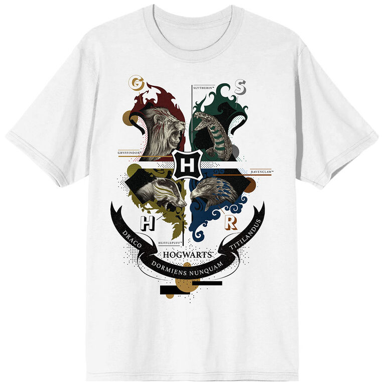 Harry Potter Hogwarts House Crests Blanc T-Shirt
