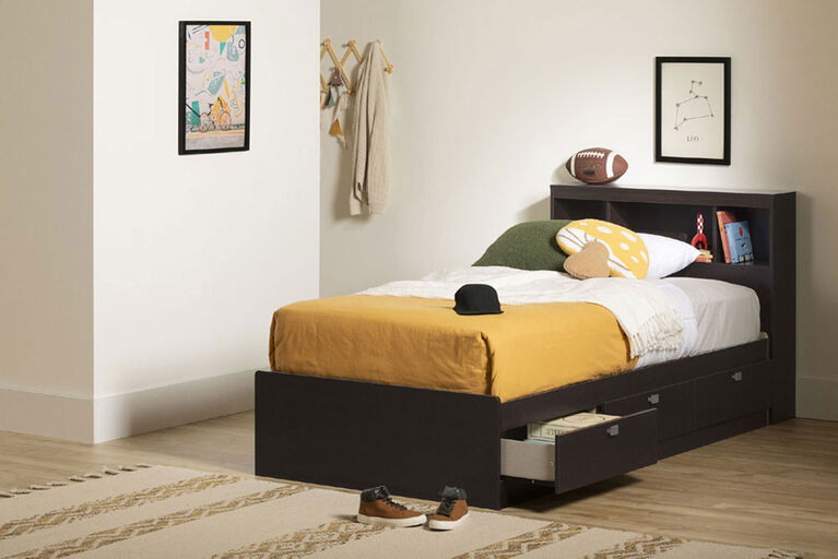 Spark Mate's Platform Storage Bed with 3 Drawers- Chocolate