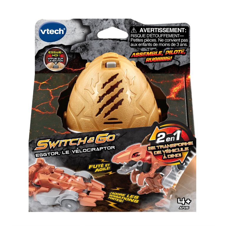 VTech Switch and Go Hatch and Roaaar Egg Velociraptor Racer - French Edition