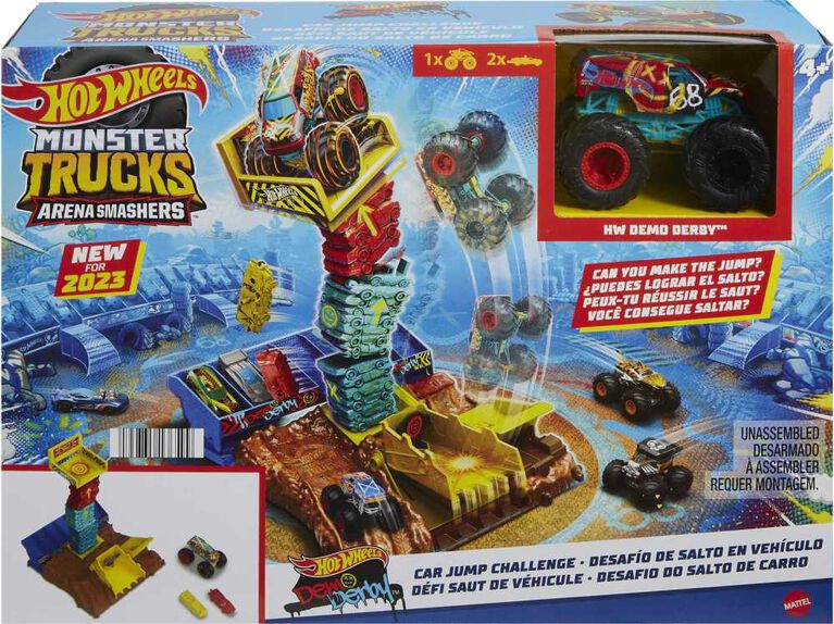 Hot Wheels Monster Trucks Arena Smashers Demo Derby Défi Saut de véhicule