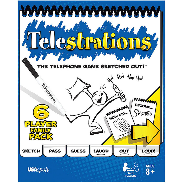 USAopoly Telestrations 6 Player: The Family Pack - English Edition