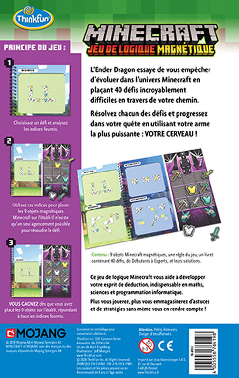 Thinkfun - Jeu de voyage magnétique Minecraft - Édition française