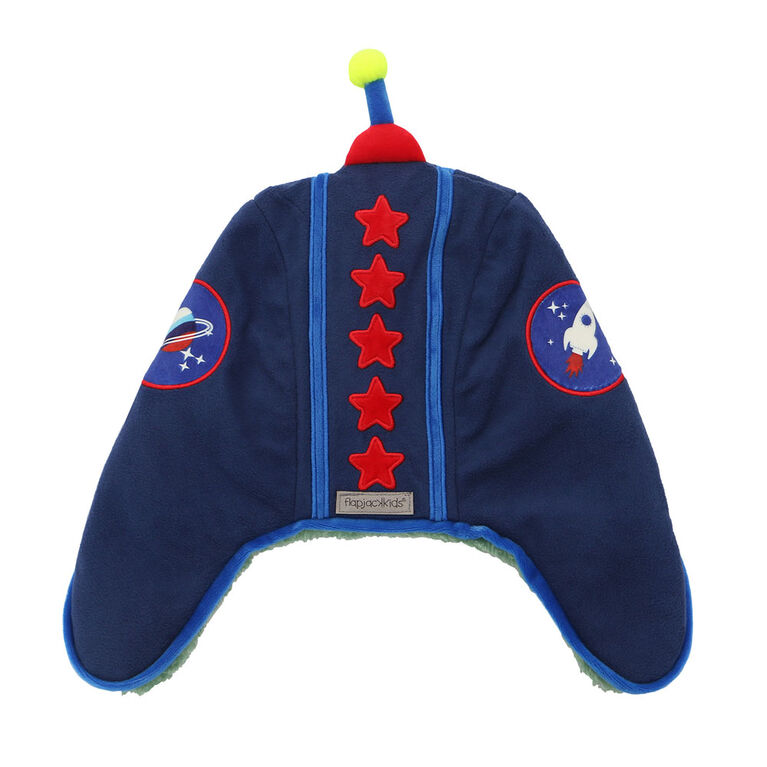 FlapJackKids - Baby, Toddler, Kids, Boys - Water Repellent Trapper Hat - Sherpa Lining - Dino/Astronaut - Medium 2-4 years