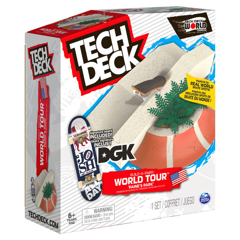 Tech Deck, Build-A-Park World Tour, Paine's Park, Ramp Set with Signature Fingerboard - English Edition