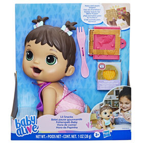 Baby Alive Bébé pause gourmande, mange et fait " popo ", 20 cm, moule à aliments, enfants, cheveux châtains