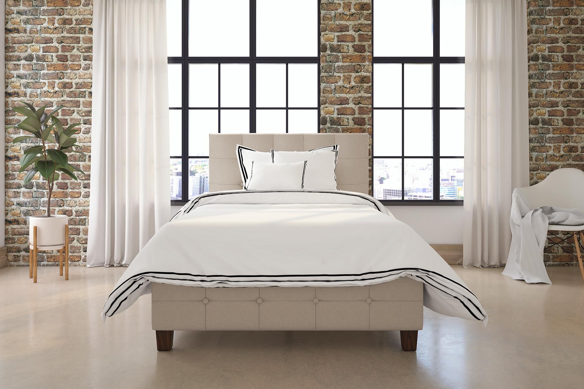 DHP Rose Upholstered Bed, Twin - Tan